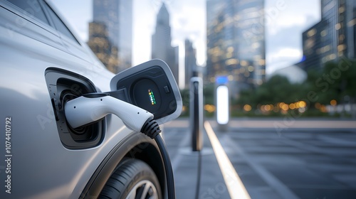 Wallpaper Mural Modern Electric Vehicle Charging Station in Urban Setting with Cityscape and Skyscrapers in the Background Showcasing the Future of Eco-Friendly Transportation Torontodigital.ca