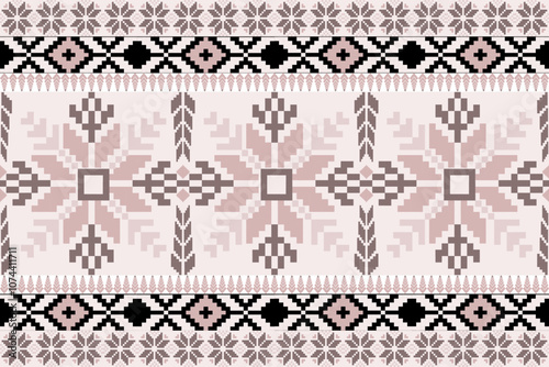 Art Abstract with Pixel Art Designs. Traditional Cross Stitch needlework. Geometric Ethnic Pattern, Embroidery, Textile Ornamental, Fabric, Hand Stitch Pattern, Cultural Stitching Pixel Art