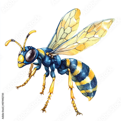 cute Wasp watercolor clipart illustration isolated