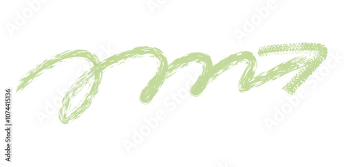 Hand drawn simple arrow drawn with wax crayon, chalk or charcoal. Uneven dry texture for underlining highlighting. Pencil drawn lines, strikethrough, grungy vector isolated on white