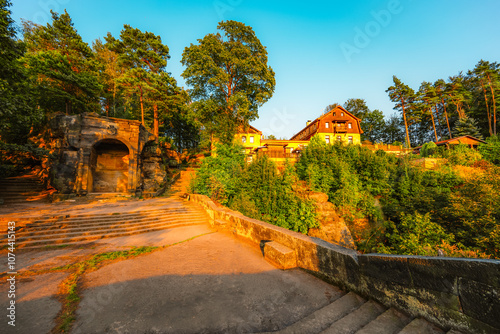 The Belvedere Viewpoint is place to review the canyon of the Elbe River. Bohemian Switzerland National Park, Czech republic, photo