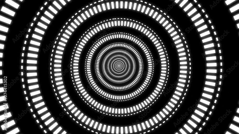 Black and white 3d circle tunnel loop 4k. White spiral animation background. Black and white 3d circle tunnel loop 4k. White spiral animation background.