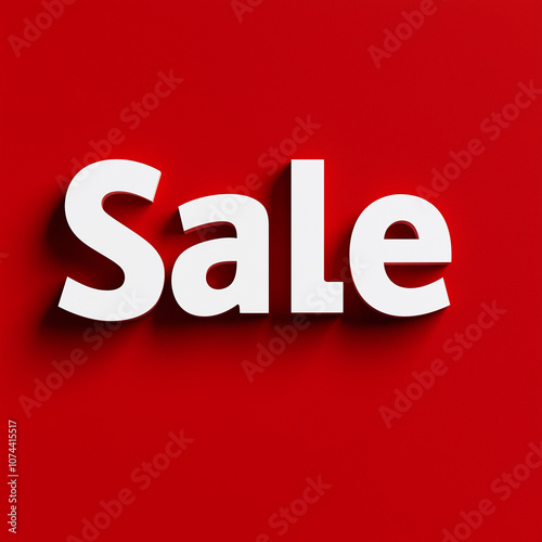 Bold red sale sign with white text in store advertisement photo