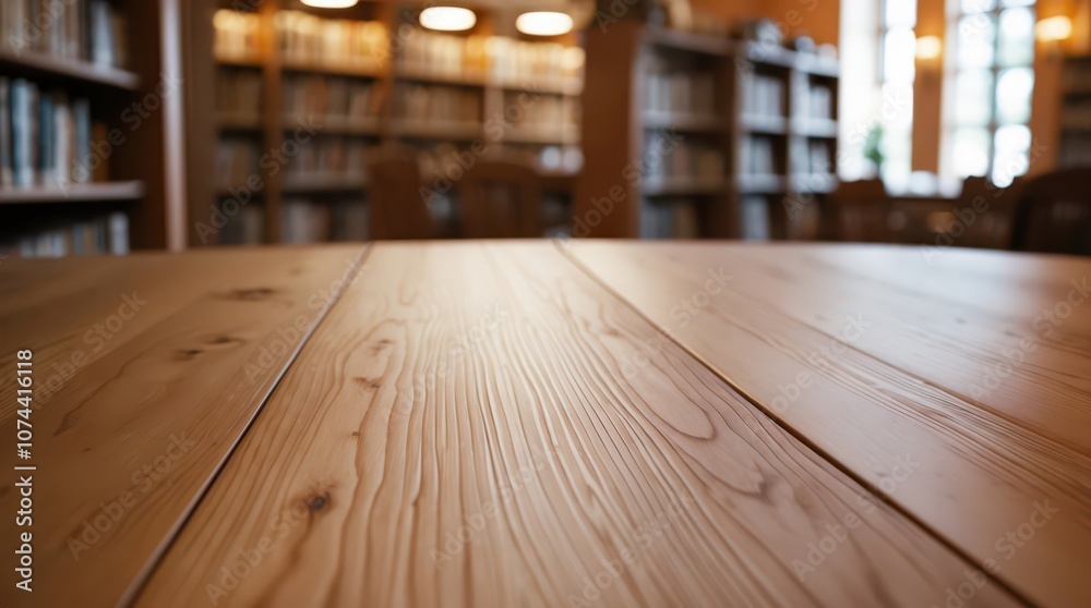 Wooden table in an old library Wooden table in an old library