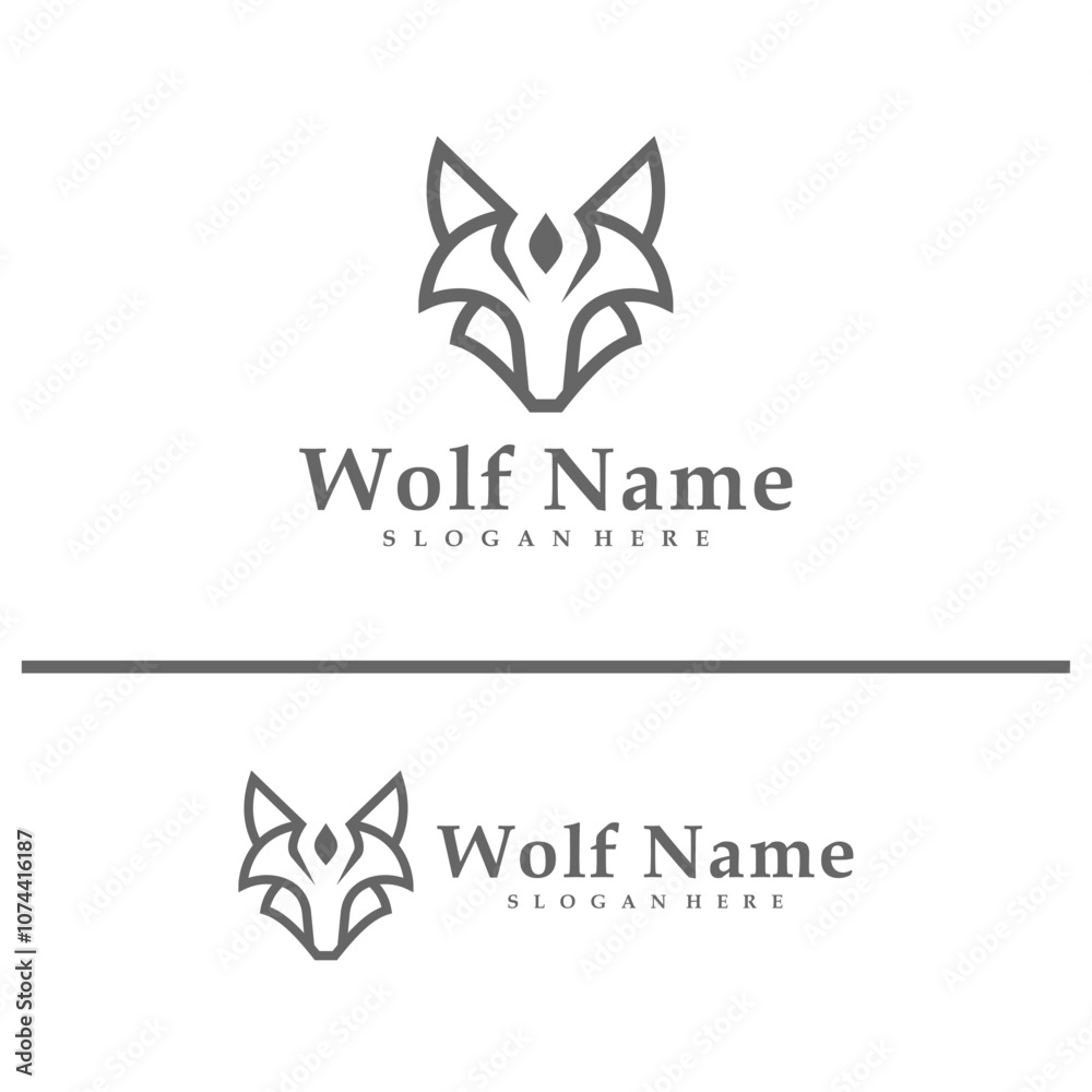 Obraz premium Wolf logo vector illustration. Wolf Head logo design concept template