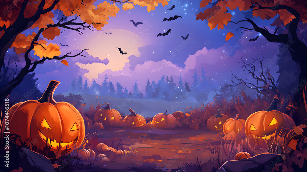 Pumpkin Patch Cartoon Halloween illustration Pumpkin Patch Cartoon Halloween illustration