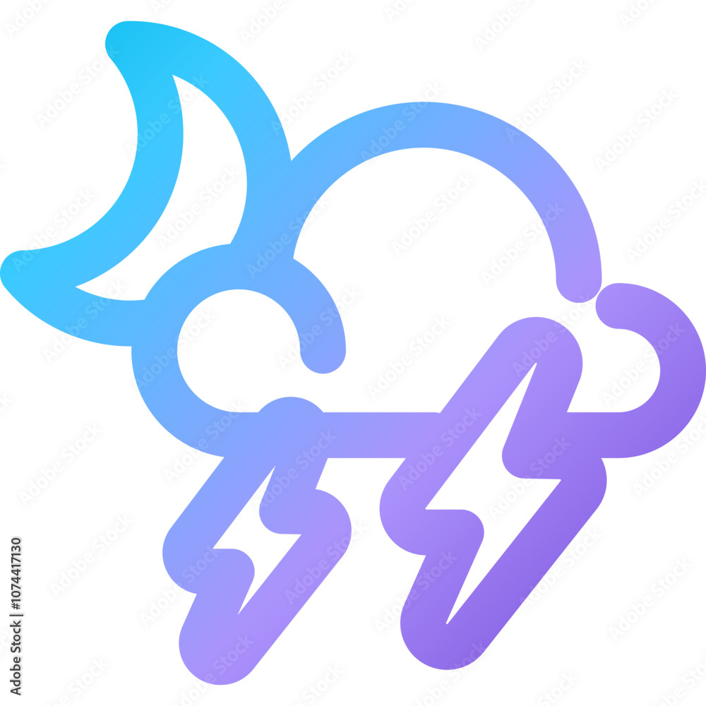 A whimsical representation of a lightning cloud and crescent moon on a serene night highlighting nature's beauty and energy A whimsical representation of a lightning cloud and crescent moon on a serene night highlighting nature's beauty and energy