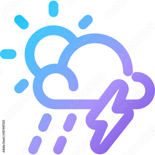 Weather symbol showing sun and rain with a lightning bolt, representing a mixed weather condition typically occurring in spring