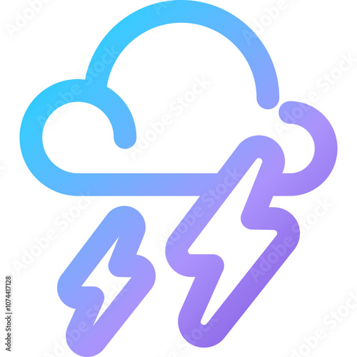 Colorful cloud with thunderbolts representing rainstorm weather conditions in a digital art style