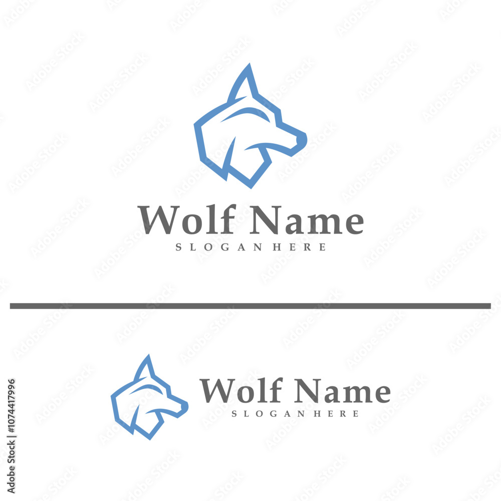 Obraz premium Wolf logo vector illustration. Wolf Head logo design concept template
