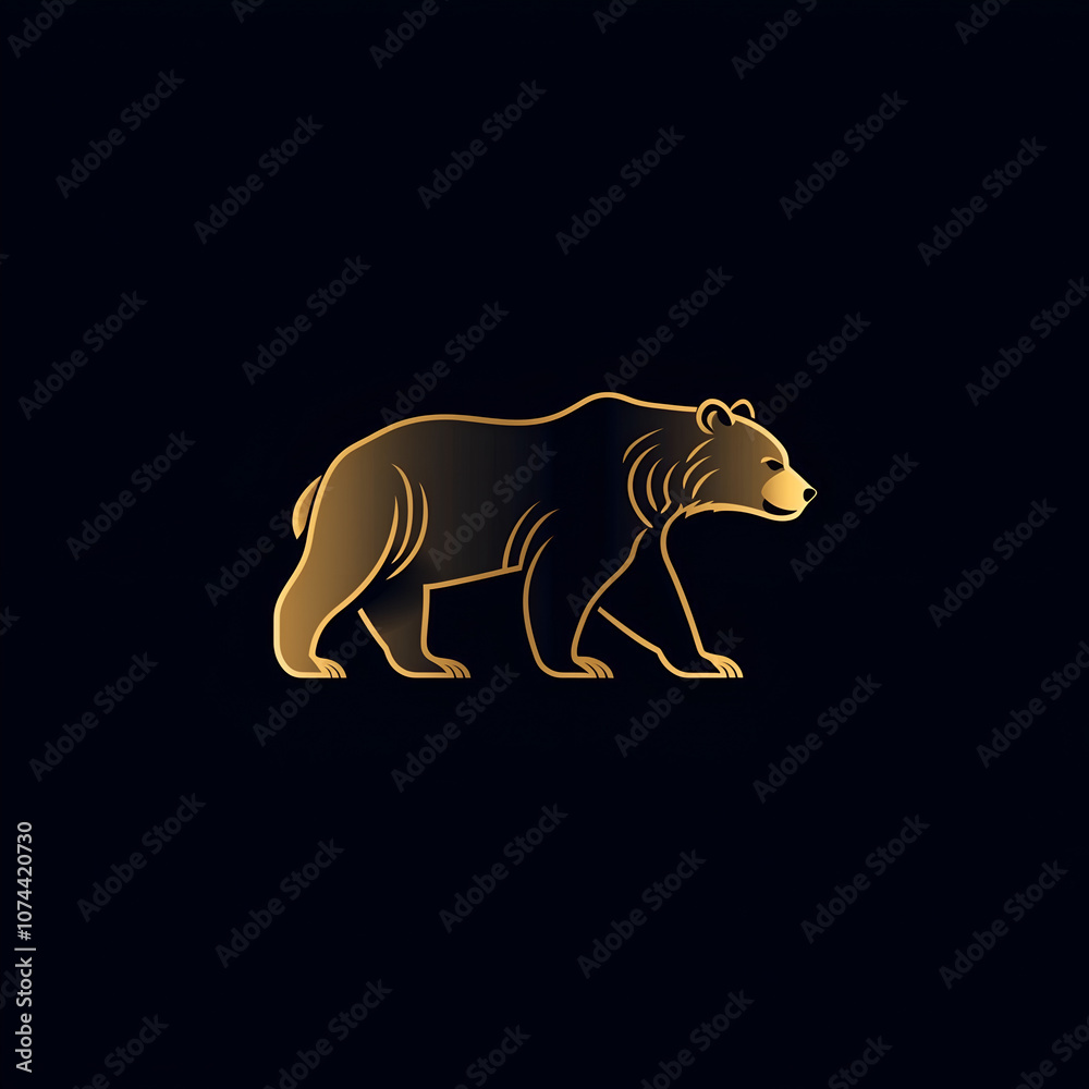 Fototapeta premium minimalistic illustration of bear logo on dark background