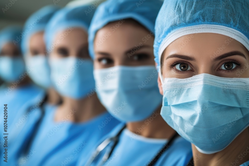 Group of Medical Professionals in Surgical Masks
