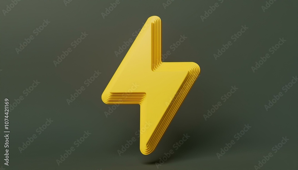3d yellow charger symbol. Yellow sign of thunder or lightning. Symbol of energy, danger. Minimalistic electrical discharge. 3d rendering 3d yellow charger symbol. Yellow sign of thunder or lightning. Symbol of energy, danger. Minimalistic electrical discharge. 3d rendering