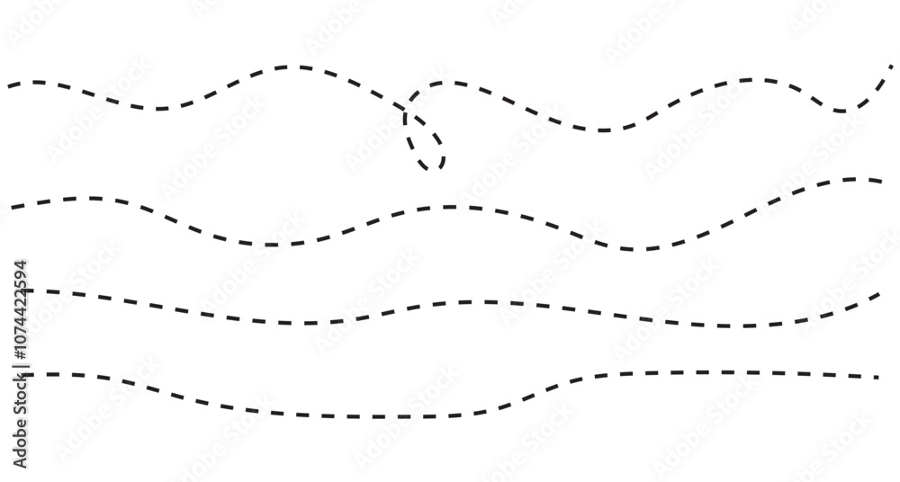 Wavy line, curved dotted line, Path travel dotted line trip dashed trace destination, Set of Wavy Curvy Dotted , Vector Illustration Wavy line, curved dotted line, Path travel dotted line trip dashed trace destination, Set of Wavy Curvy Dotted , Vector Illustration