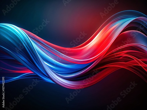 Abstract Digital Art Featuring Flowing Lines of Red and Blue on a Dark Background for Minimalist Photography Enthusiasts