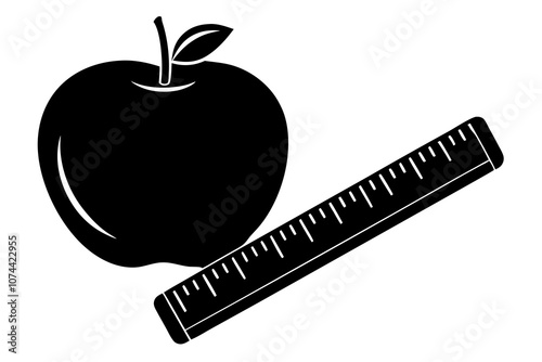 back to school apple and ruler silhouette