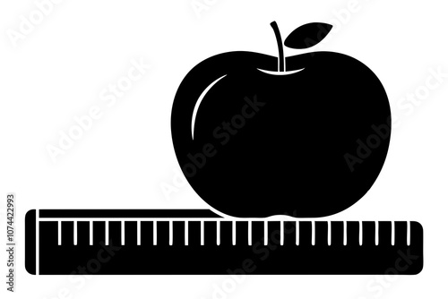 back to school apple and ruler silhouette