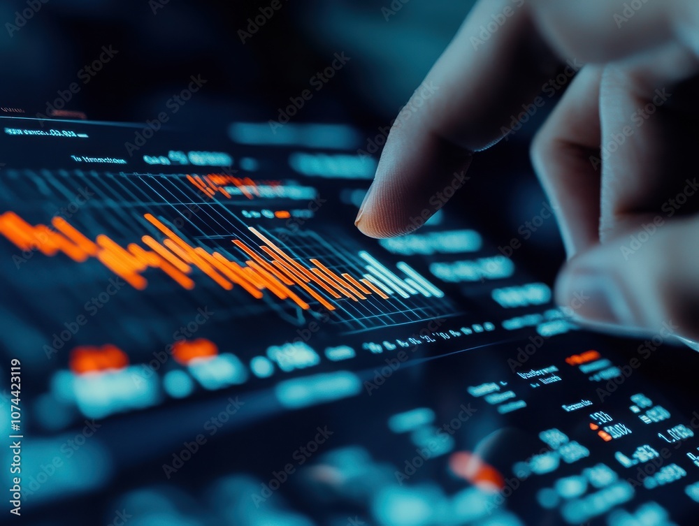 Analyzing data trends on a digital interface. Analyzing data trends on a digital interface.