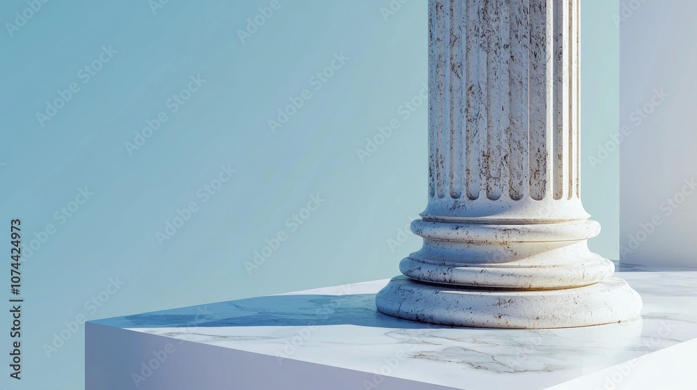 clean 3D isometric model of a geometric column on a platform clean 3D isometric model of a geometric column on a platform