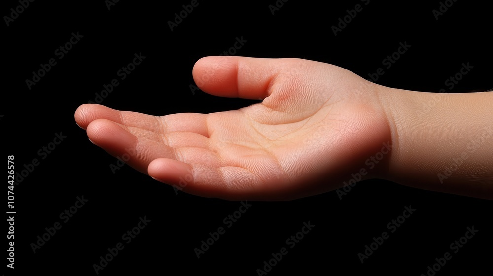 Open hand with palm up. Perfect for showcasing products, illustrating a helping hand, or representing receiving.