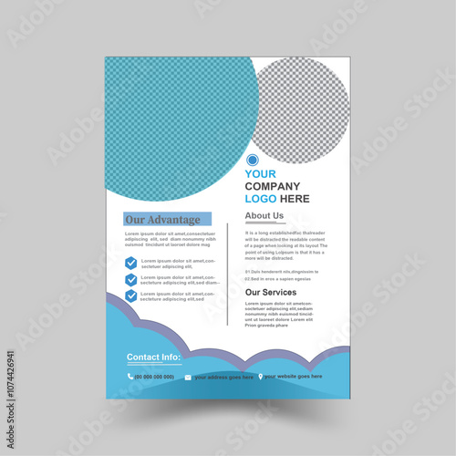 A  corporate flyer design template for company in A4 size template with blue color
