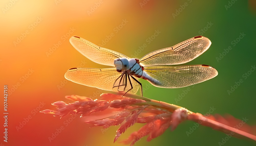 Dragonfly close-up, shimmering wings, vivid nature background, 3D illustration. Dragonfly close-up, shimmering wings, vivid nature background, 3D illustration.