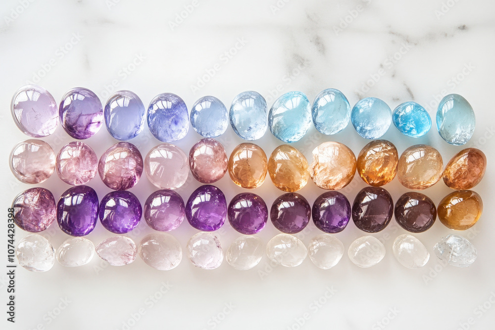 Gradient of Colored Gems on Marble Background Gradient of Colored Gems on Marble Background