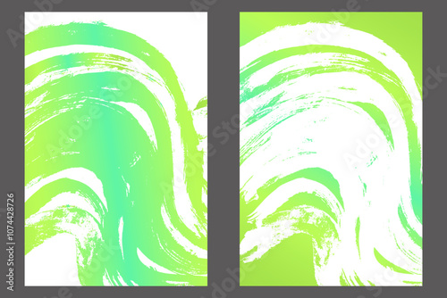 Watercolor or ink strokes in a grunge style banner template. Green grunge design template with strokes. Perfect for adding an edgy and textured look to banners, posters, and creative designs. 