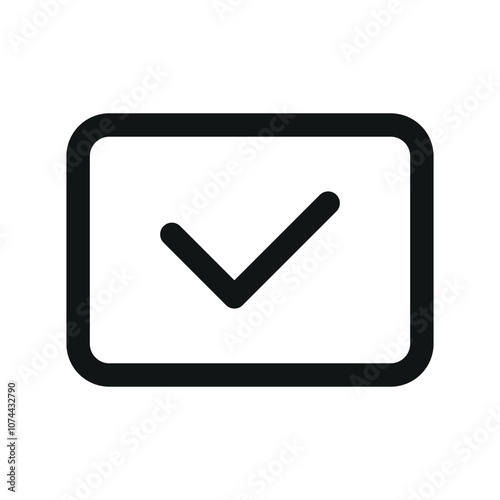 Bank card check mark UI icon, accepted credit card simple line user interface vector symbol