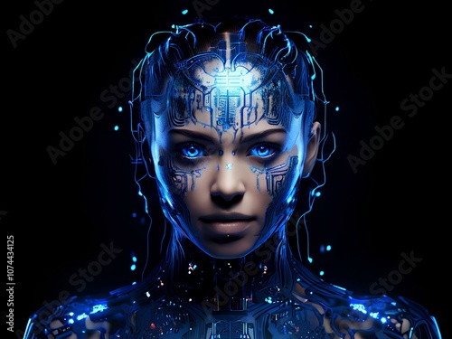 Futuristic Cyborg Woman Portrait