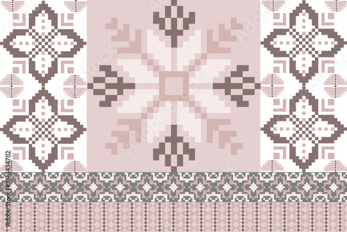 Traditional Slavic ornament, Ukrainian embroidery, Folklore design, Eastern European textile, National costume detail, Handmade needlework, Rustic fabric design, Cultural heritage, Ethnic background, 