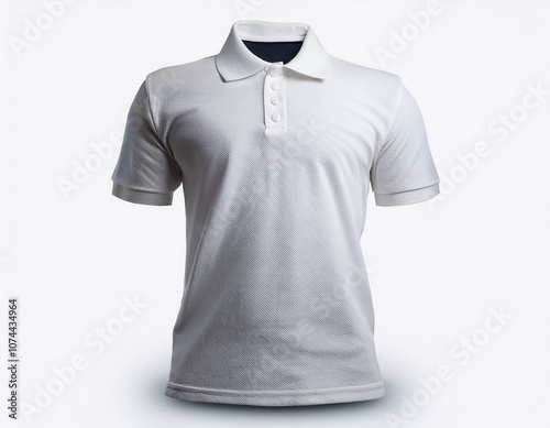 White collar polo tee shirt mock up in isolated on white, full depth of view, design concept  photo