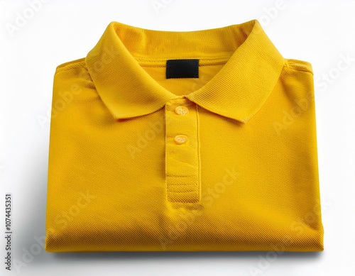 Yellow collar polo tee shirt mock up in isolated on white, full depth of view, design concept 