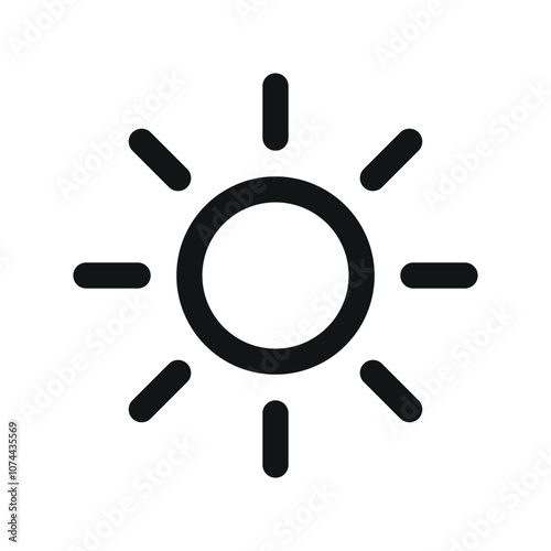 Sun UI icon, summer simple line user interface vector symbol