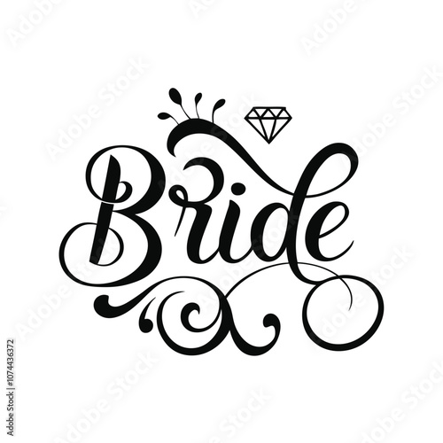 Bride text vector art illustration