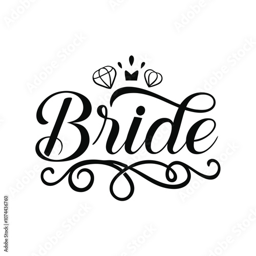 Bride text vector art illustration