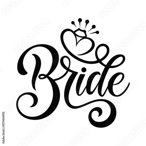 Bride text vector art illustration
