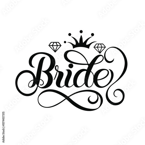 Bride text vector art illustration