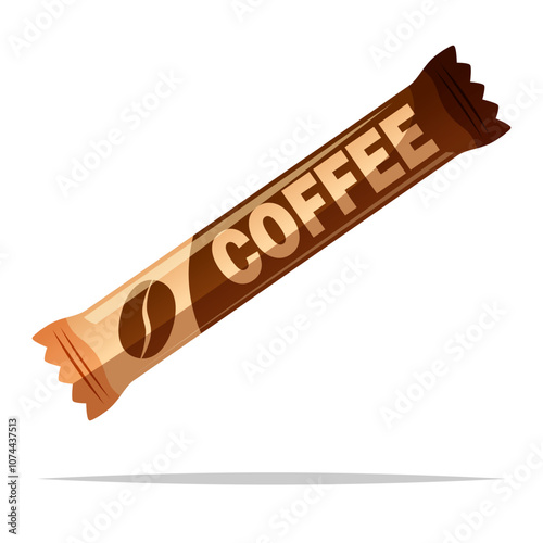 Instant coffee sachet stick packet vector isolated illustration