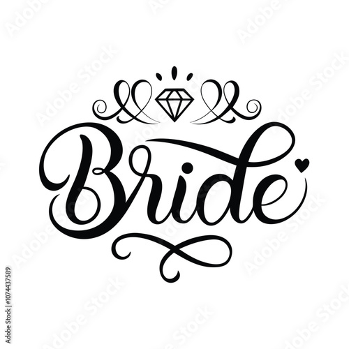 Bride text vector art illustration