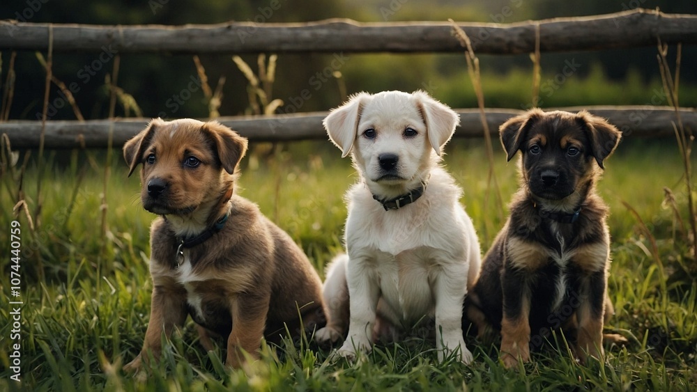 A group of pups sitting side by side on a field of grass with a fence in the backgroundA group of pups sitting side by side on a field of grass with a fence in the background A group of pups sitting side by side on a field of grass with a fence in the backgroundA group of pups sitting side by side on a field of grass with a fence in the background