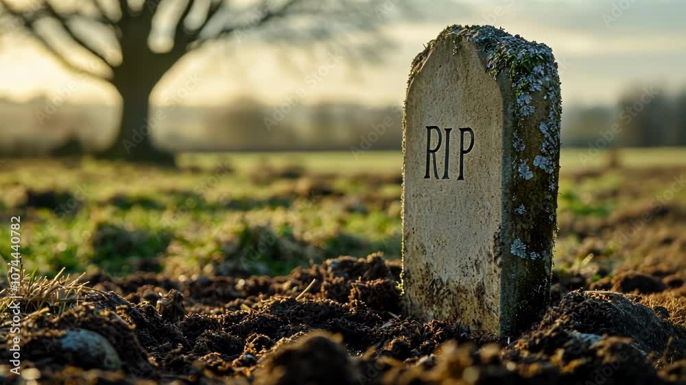 Peaceful Cemetery Scene at Sunset