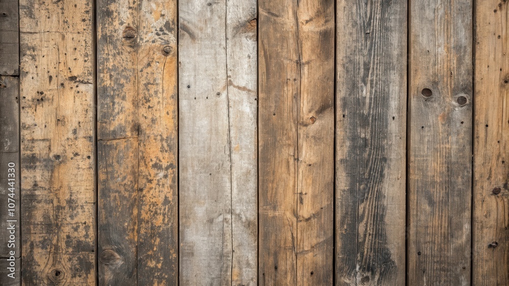 Fototapeta premium Weathered wood planks with a natural patina of age, revealing the rich history of each board.