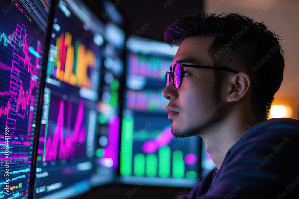Data Analyst with Screens of Financial Graphs Data Analyst with Screens of Financial Graphs