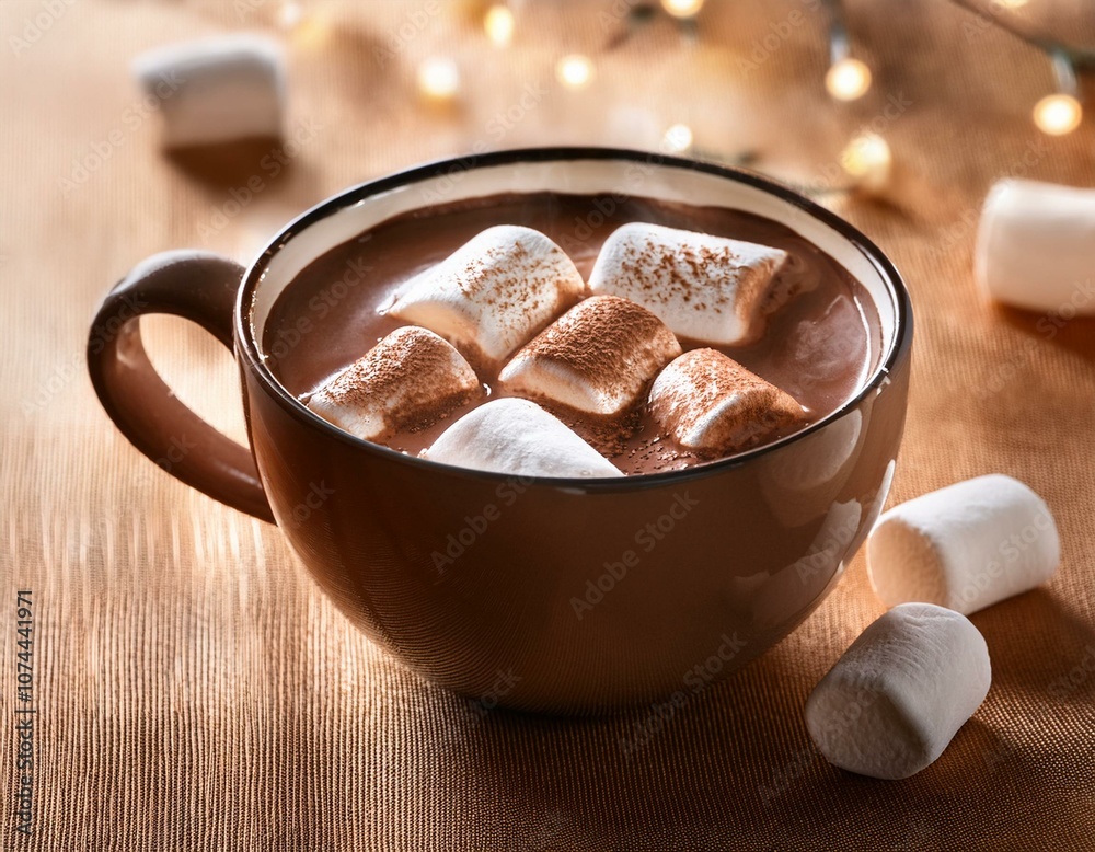 Cup of hot chocolate with marshmallows on table Cup of hot chocolate with marshmallows on table