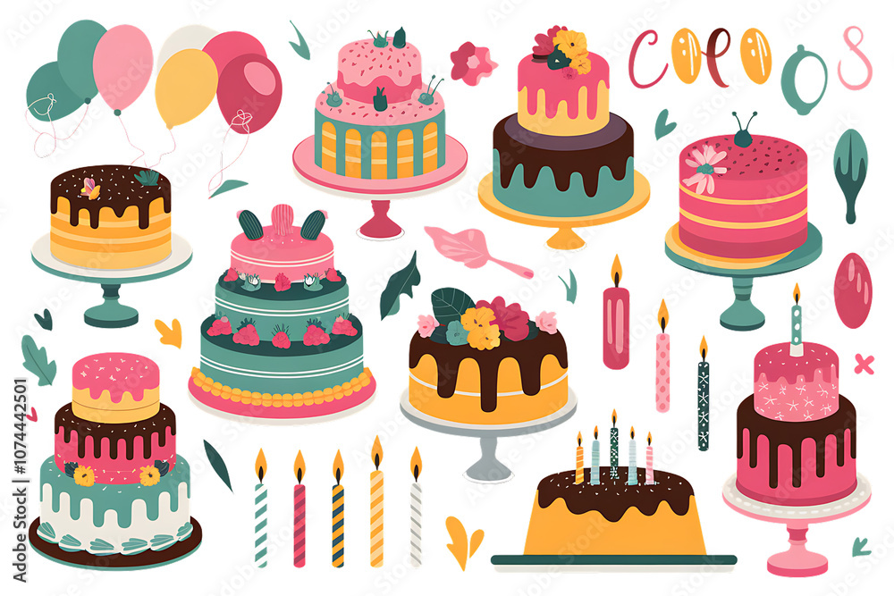 Set cake vector on transparent background. Png File Set cake vector on transparent background. Png File