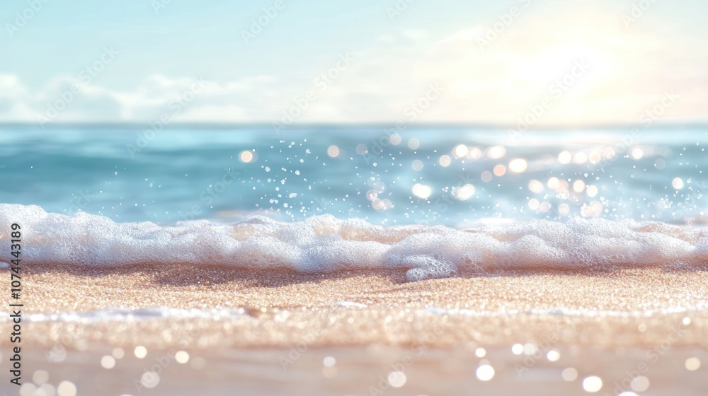 Blurred beach background with soft hints of sand and sea, creating a calm and peaceful atmosphere Blurred beach background with soft hints of sand and sea, creating a calm and peaceful atmosphere