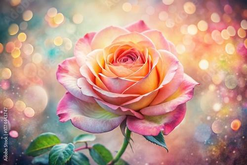 Beautiful Watercolor Rose with Bokeh Effect Creating a Dreamy Atmosphere, Perfect for Home Decor, Invitations, and Art Prints, Showcasing the Delicate Beauty of Nature's Favorite Flower