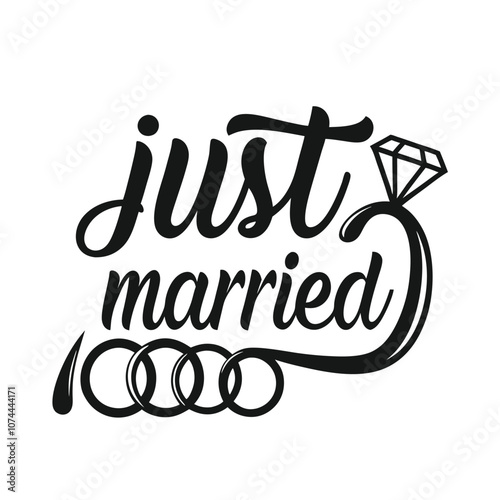 Just Married typography vector art illustration