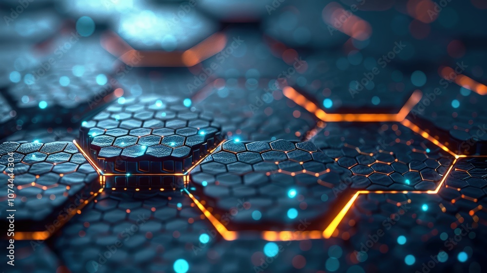 Futuristic Hexagonal Grid with Glowing Lines and Vibrant Colors, Ideal for Technology Backdrops, Digital Designs, and Sci-Fi Projects Futuristic Hexagonal Grid with Glowing Lines and Vibrant Colors, Ideal for Technology Backdrops, Digital Designs, and Sci-Fi Projects